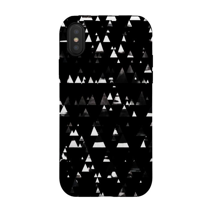 iPhone Xs / X StrongFit Black and white triangles pine forest by Oana 