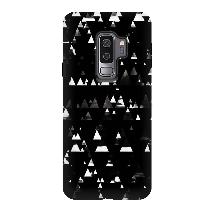 Galaxy S9 plus StrongFit Black and white triangles pine forest by Oana 
