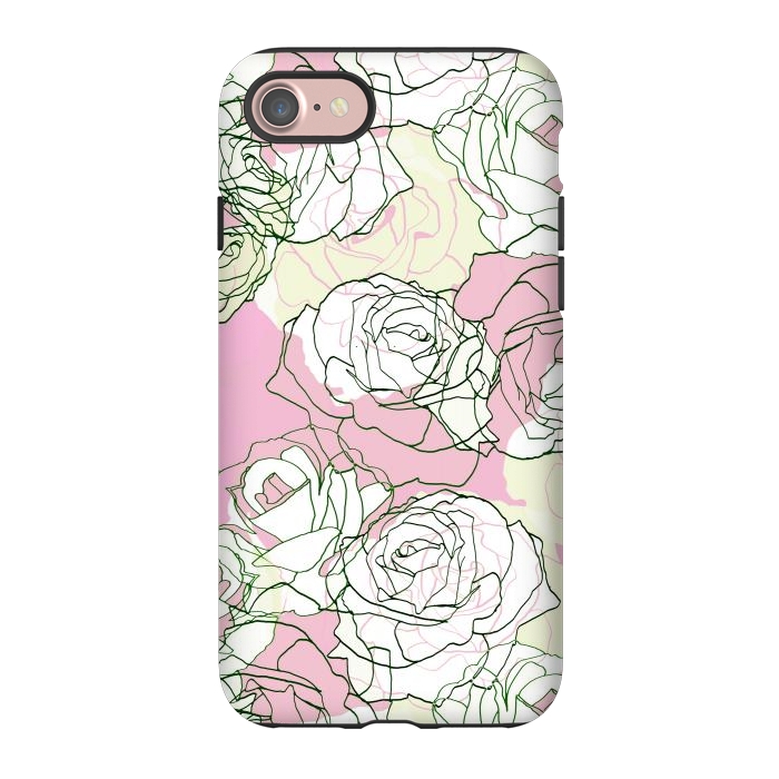 iPhone 7 StrongFit Pink beige line art roses by Oana 
