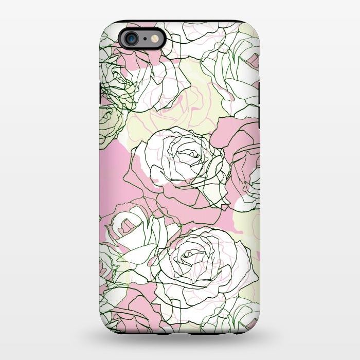 iPhone 6/6s plus StrongFit Pink beige line art roses by Oana 