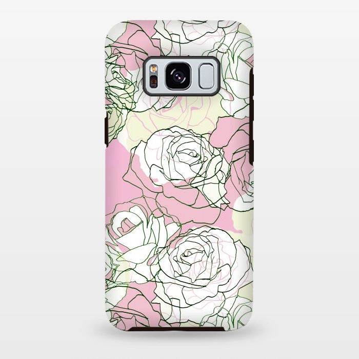 Galaxy S8 plus StrongFit Pink beige line art roses by Oana 