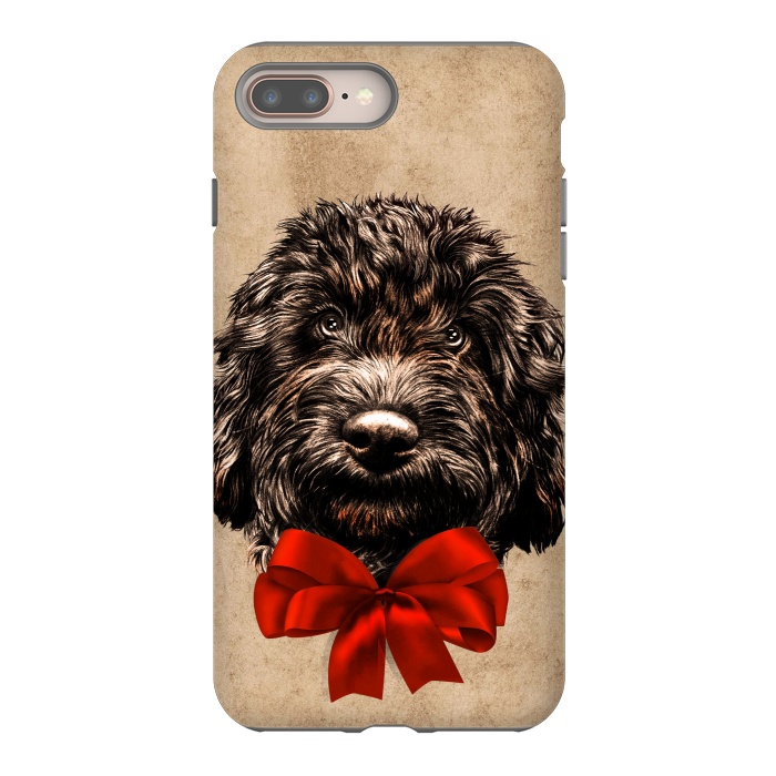 iPhone 7 plus StrongFit Dog Cute Vintage Puppy Pet with Red Bow by BluedarkArt