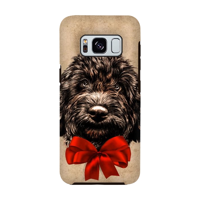 Galaxy S8 StrongFit Dog Cute Vintage Puppy Pet with Red Bow by BluedarkArt