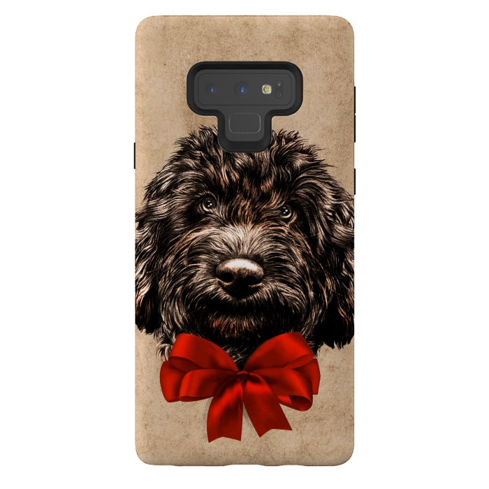 Galaxy Note 9 StrongFit Dog Cute Vintage Puppy Pet with Red Bow by BluedarkArt
