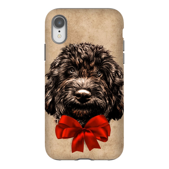 iPhone Xr StrongFit Dog Cute Vintage Puppy Pet with Red Bow by BluedarkArt