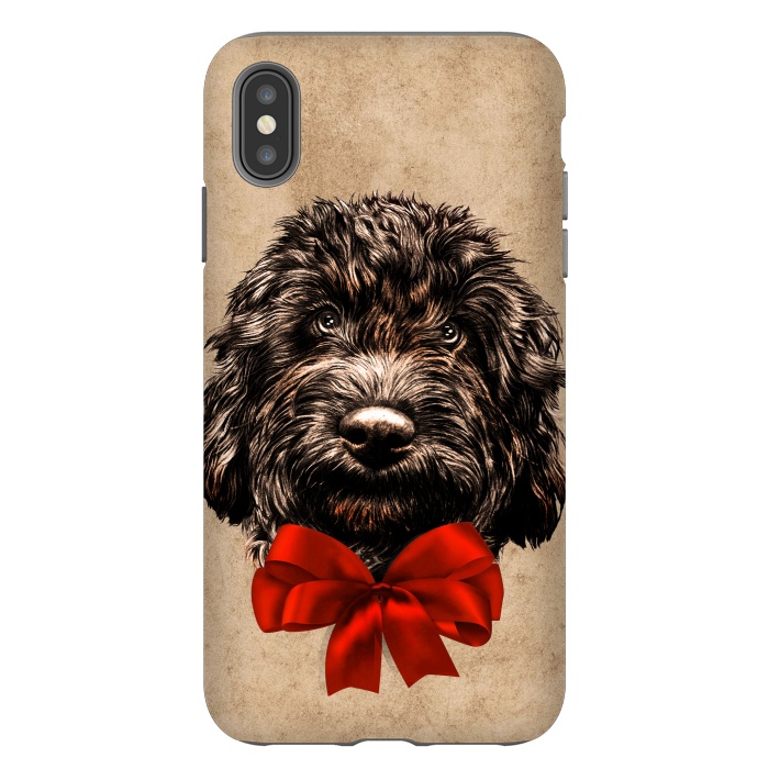 iPhone Xs Max StrongFit Dog Cute Vintage Puppy Pet with Red Bow by BluedarkArt