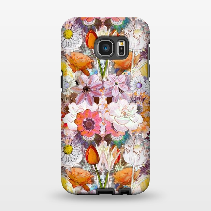Galaxy S7 EDGE StrongFit Colorful painted Marie Antoinette flowers by Oana 
