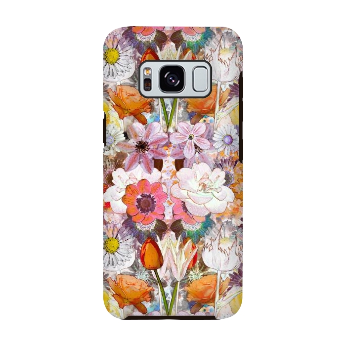 Galaxy S8 StrongFit Colorful painted Marie Antoinette flowers by Oana 