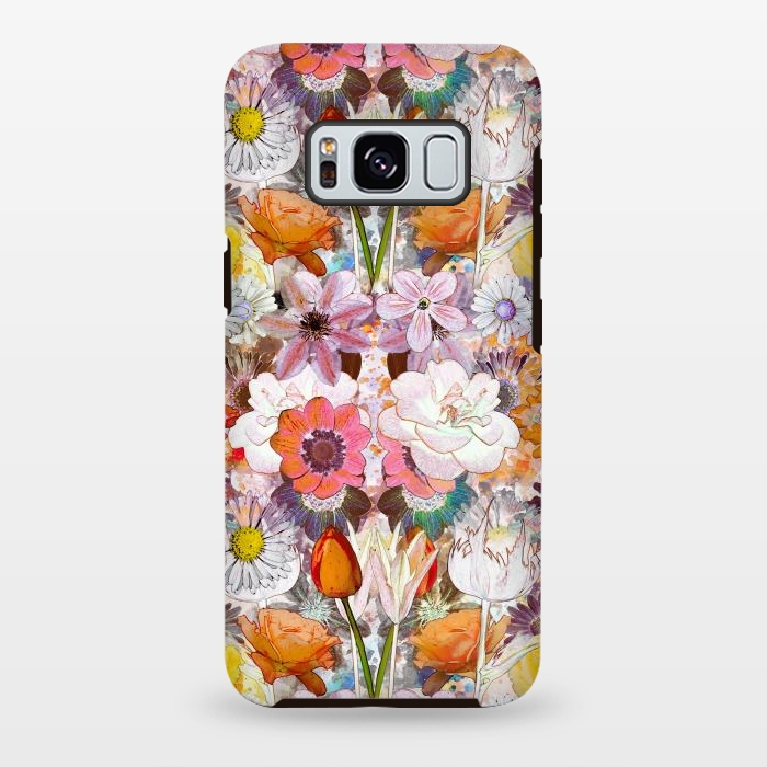 Galaxy S8 plus StrongFit Colorful painted Marie Antoinette flowers by Oana 