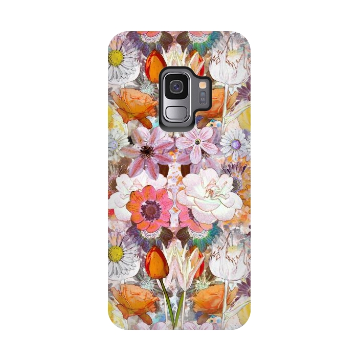 Galaxy S9 StrongFit Colorful painted Marie Antoinette flowers by Oana 