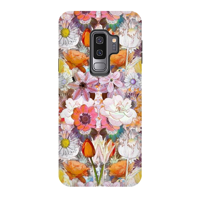 Galaxy S9 plus StrongFit Colorful painted Marie Antoinette flowers by Oana 