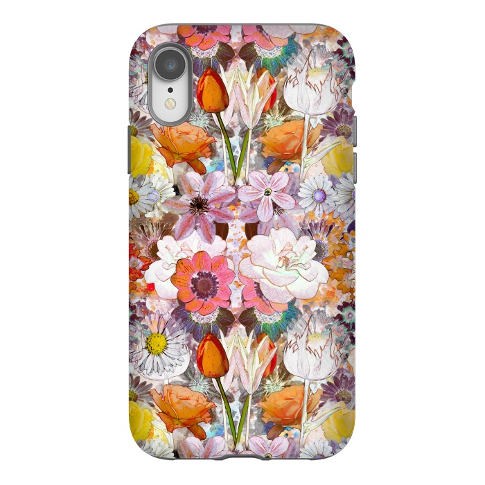 iPhone Xr StrongFit Colorful painted Marie Antoinette flowers by Oana 