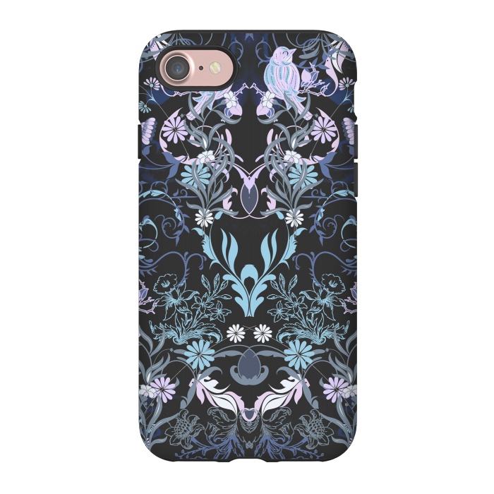 iPhone 7 StrongFit Line art elegant flowers and birds pattern by Oana 