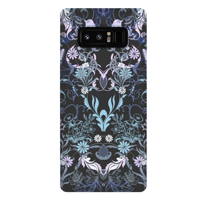 Galaxy Note 8 StrongFit Line art elegant flowers and birds pattern by Oana 