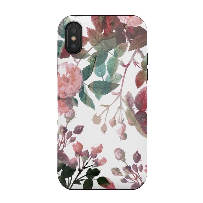 iPhone Xs / X StrongFit Watercolor painted roses - autumnal colors by Oana 