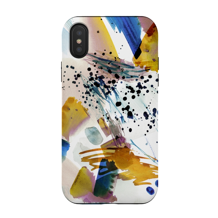 iPhone Xs / X StrongFit Colorful watercolor painting splatter by Oana 