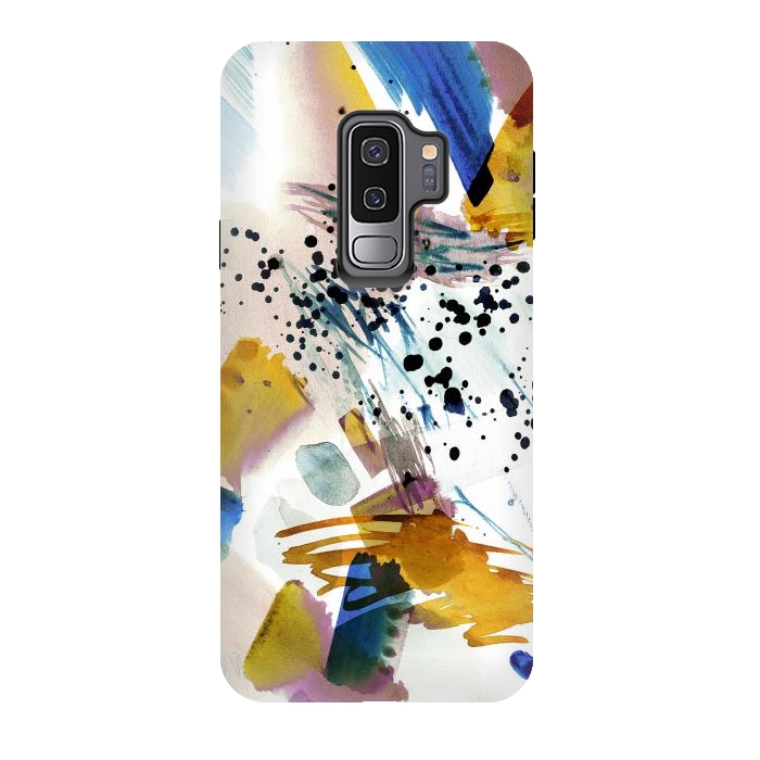 Galaxy S9 plus StrongFit Colorful watercolor painting splatter by Oana 