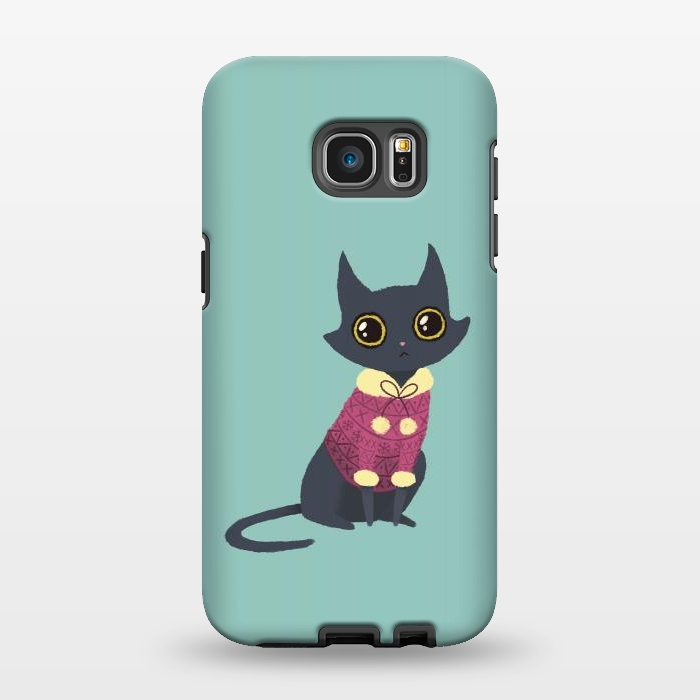 Galaxy S7 EDGE StrongFit Cozy cat red by Laura Nagel