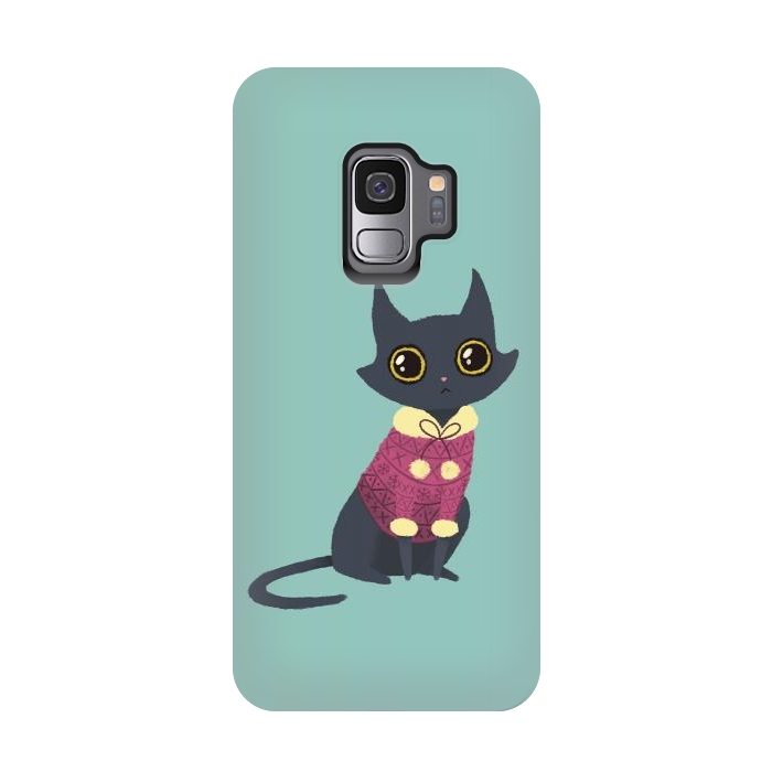 Galaxy S9 StrongFit Cozy cat red by Laura Nagel
