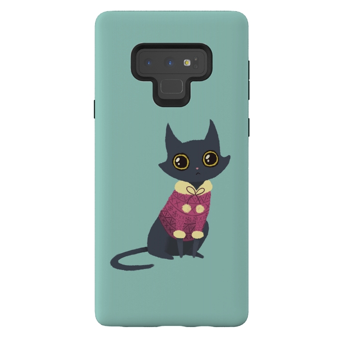 Galaxy Note 9 StrongFit Cozy cat red by Laura Nagel