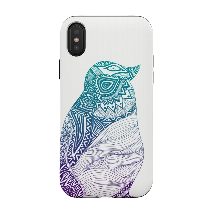 iPhone Xs / X StrongFit Penguin Duotone by Pom Graphic Design