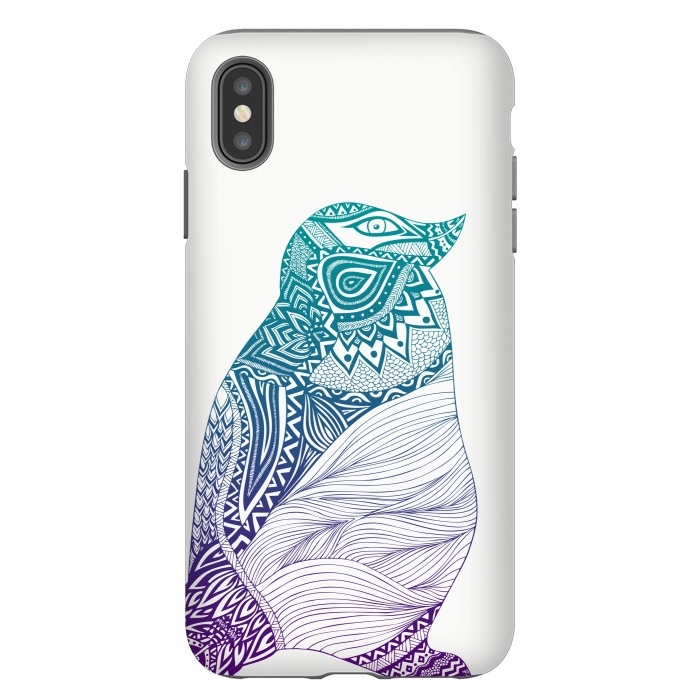 iPhone Xs Max StrongFit Penguin Duotone by Pom Graphic Design