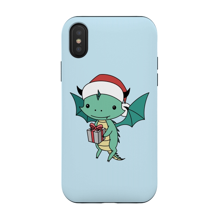 iPhone Xs / X StrongFit Christmas dragon by Laura Nagel