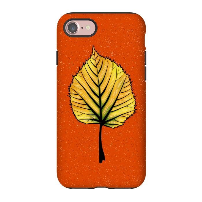 iPhone 7 StrongFit Yellow Linden Leaf On Orange | Decorative Botanical Art by Boriana Giormova