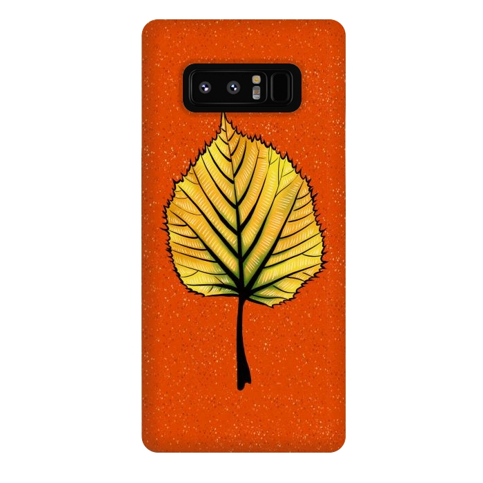 Galaxy Note 8 StrongFit Yellow Linden Leaf On Orange | Decorative Botanical Art by Boriana Giormova