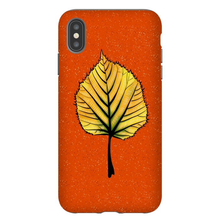 iPhone Xs Max StrongFit Yellow Linden Leaf On Orange | Decorative Botanical Art by Boriana Giormova