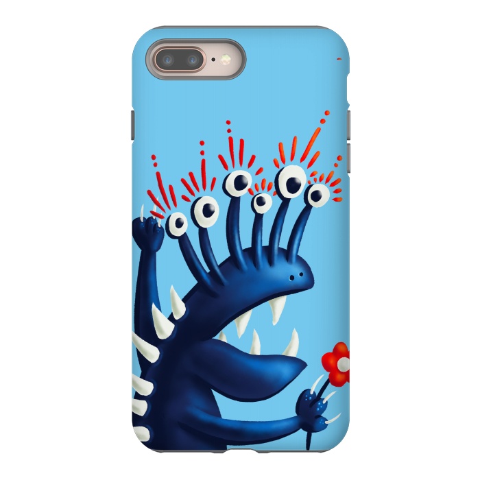 iPhone 7 plus StrongFit Funny Monster In Blue With Flower by Boriana Giormova