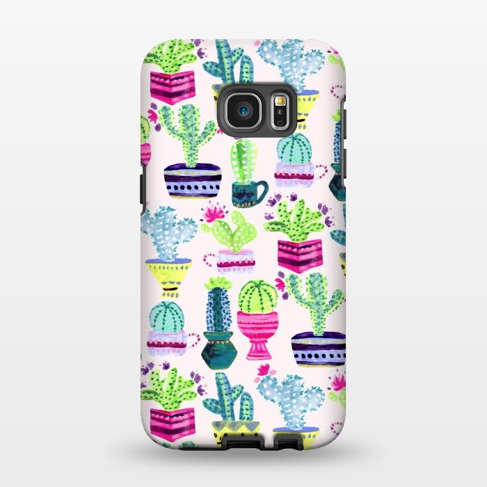 Galaxy S7 EDGE StrongFit Millennial Pink Cacti  by Tigatiga
