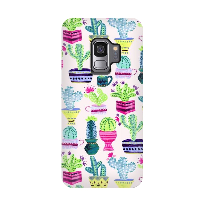 Galaxy S9 StrongFit Millennial Pink Cacti  by Tigatiga