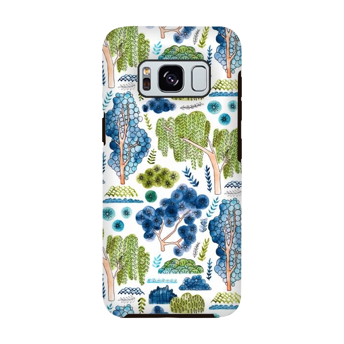 Galaxy S8 StrongFit Watercolor Chinoiserie Trees  by Tigatiga