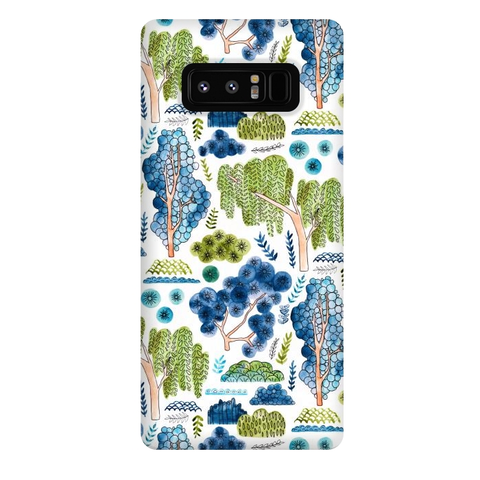 Galaxy Note 8 StrongFit Watercolor Chinoiserie Trees  by Tigatiga