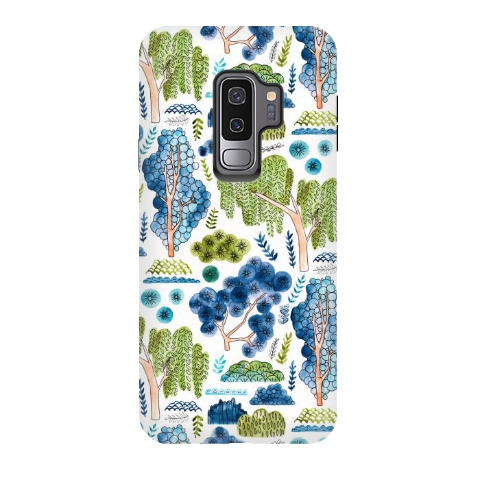 Galaxy S9 plus StrongFit Watercolor Chinoiserie Trees  by Tigatiga