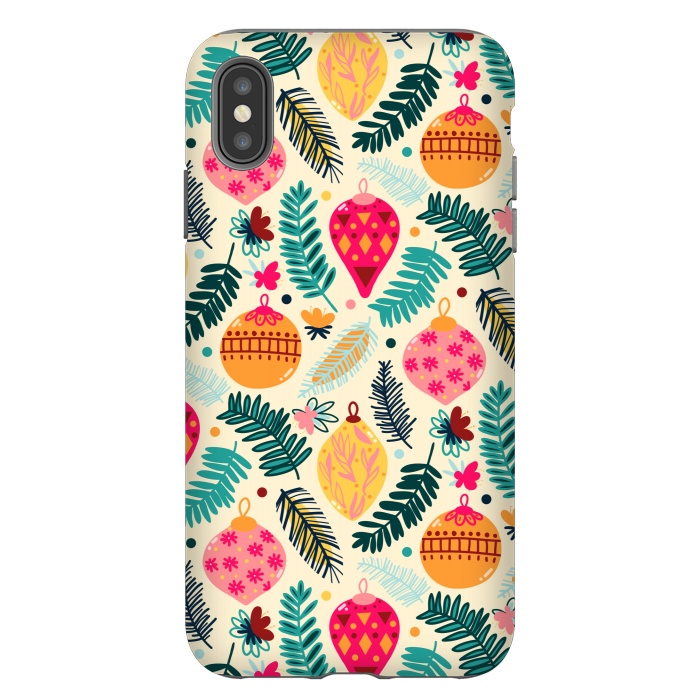 iPhone Xs Max StrongFit Colorful Christmas - Cream  by Tigatiga