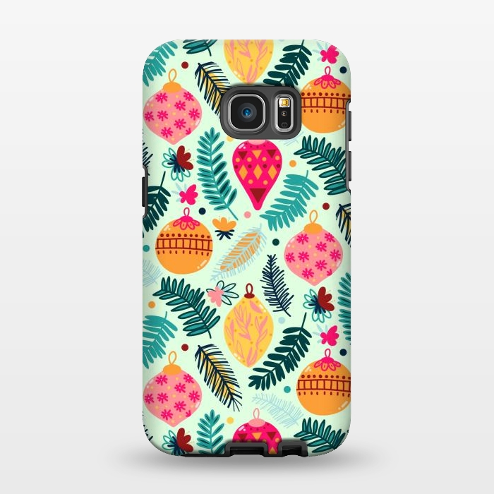 Galaxy S7 EDGE StrongFit Colorful Christmas - Mint  by Tigatiga