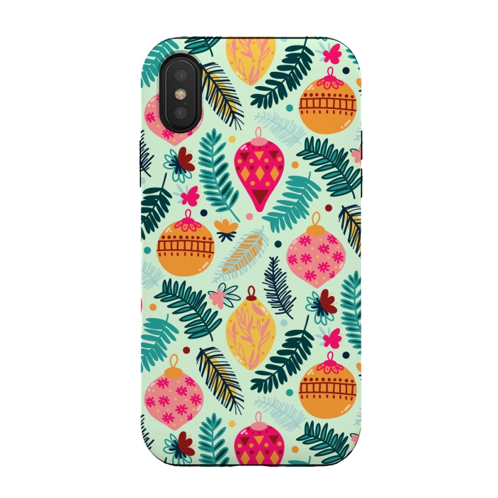 iPhone Xs / X StrongFit Colorful Christmas - Mint  by Tigatiga