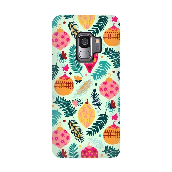 Galaxy S9 StrongFit Colorful Christmas - Mint  by Tigatiga