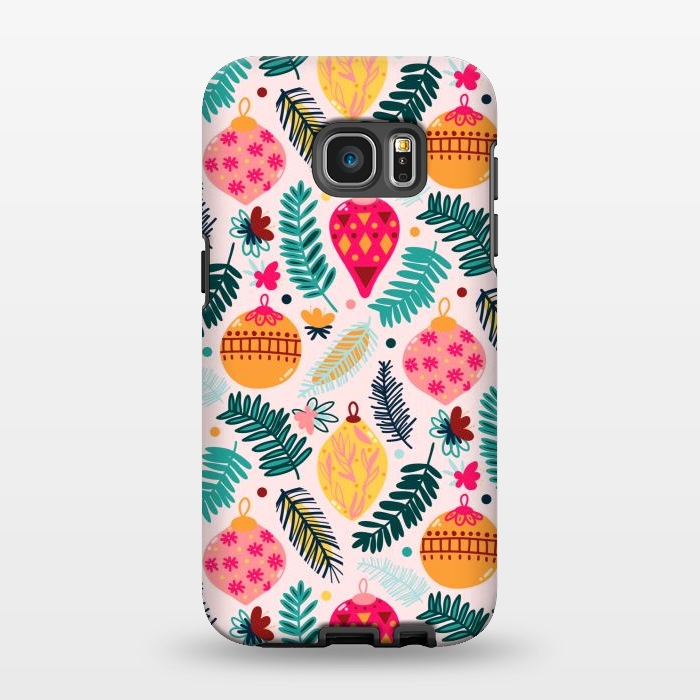 Galaxy S7 EDGE StrongFit Colorful Christmas - Millennial Pink  by Tigatiga