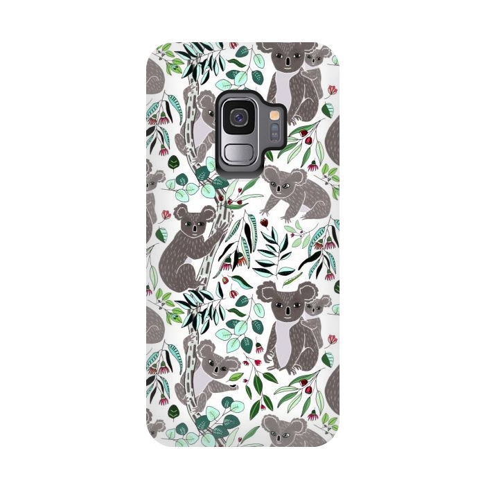 Galaxy S9 StrongFit Green Cute Cuddly Koalas  by Tigatiga