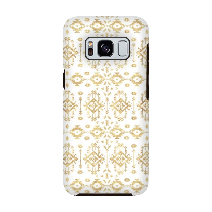 Galaxy S8 StrongFit  Luxury gold geometric tribal Aztec pattern by InovArts