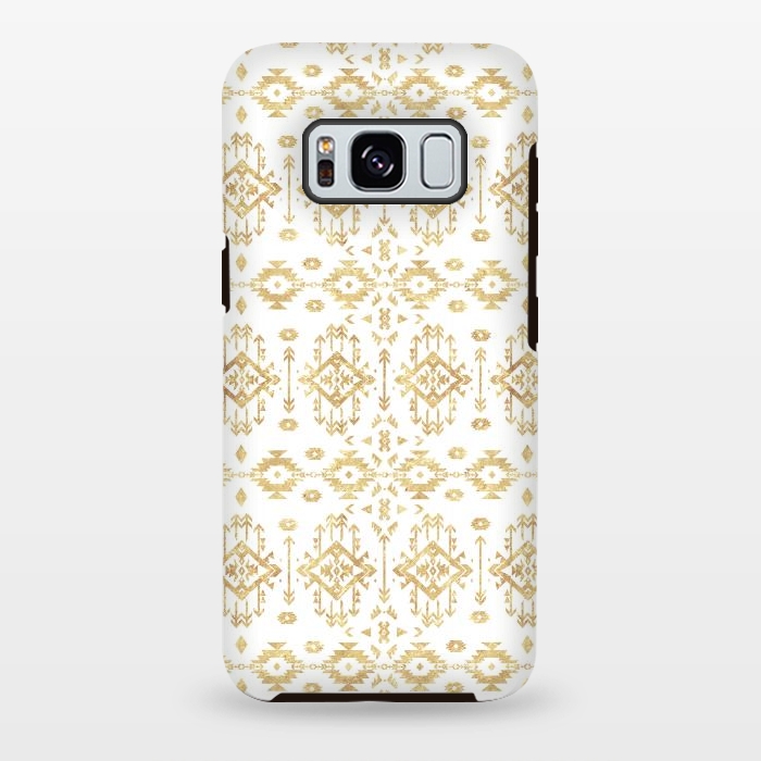 Galaxy S8 plus StrongFit  Luxury gold geometric tribal Aztec pattern by InovArts