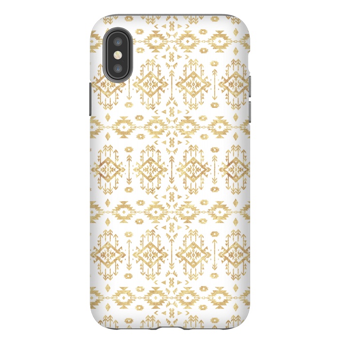 iPhone Xs Max StrongFit  Luxury gold geometric tribal Aztec pattern by InovArts