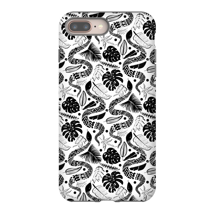 iPhone 7 plus StrongFit Tribal Black Mambas - White  by Tigatiga