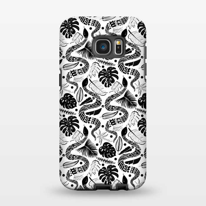 Galaxy S7 EDGE StrongFit Tribal Black Mambas - White  by Tigatiga