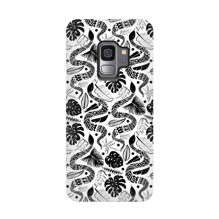 Galaxy S9 StrongFit Tribal Black Mambas - White  by Tigatiga
