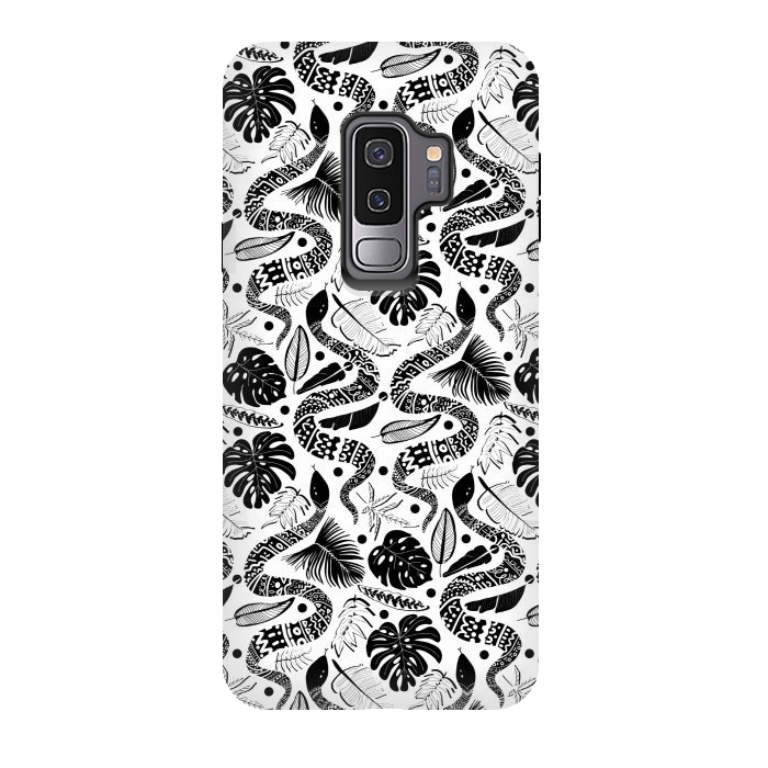 Galaxy S9 plus StrongFit Tribal Black Mambas - White  by Tigatiga