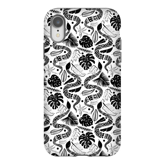 iPhone Xr StrongFit Tribal Black Mambas - White  by Tigatiga